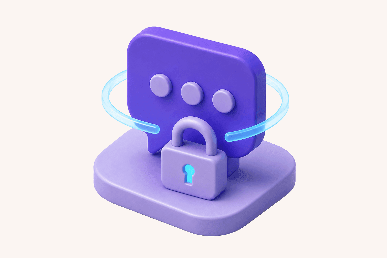 Isometric illustration of a locked message platform
