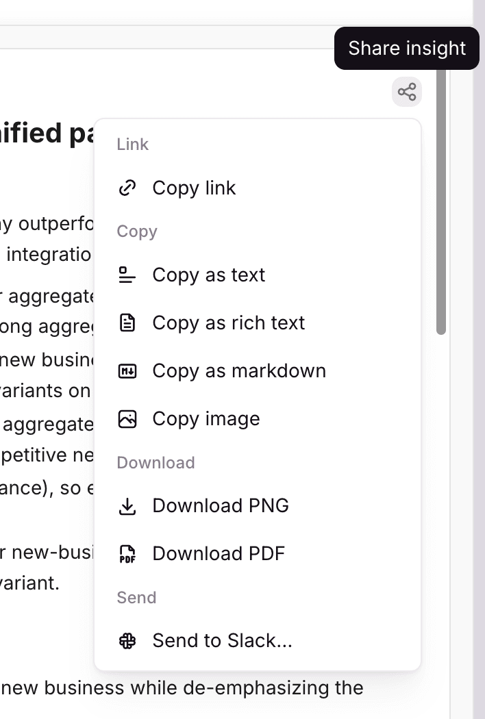 Features in Troupe for sharing messaging performance insights